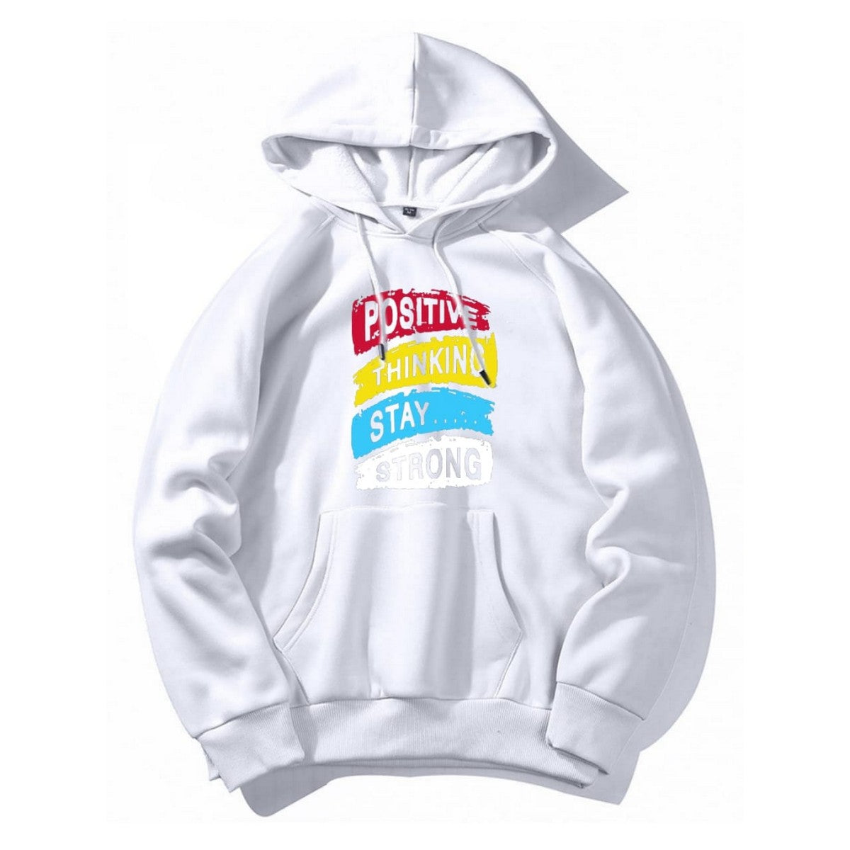 Positive Thinking Stay Strong Printed Fleece Full Sleeves Pull Over Hoodie For Men & Women