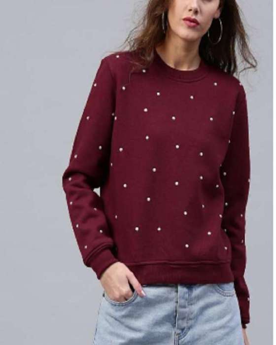 Pearl Sweatshirt Winter Fleece For womens - AceCart Warm Hooded Sweatshirt in Maroon