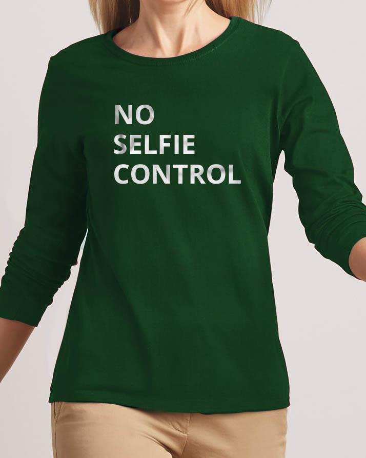 No Selfie Control New Fashion Green High Graphic Excellent Quality T-shirt - Front View - AceCart