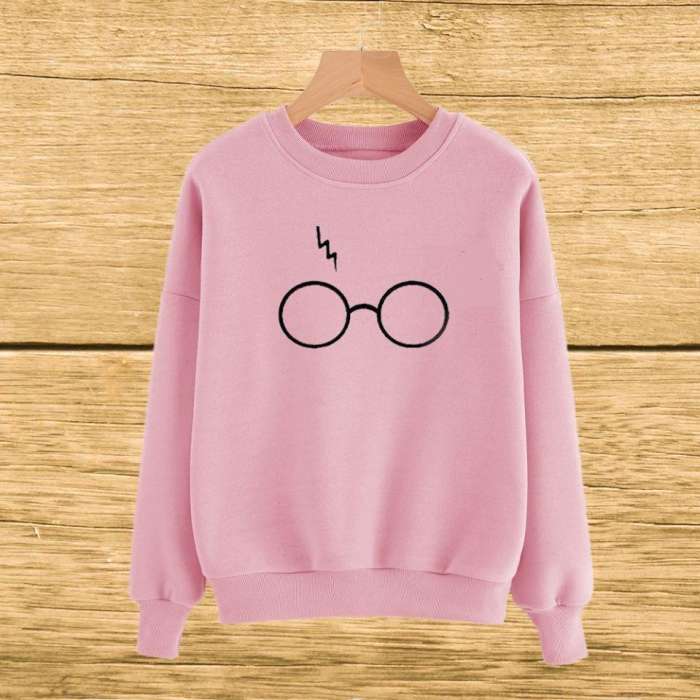 Pink Glases sweat shirt For and Women 421 - AceCart Warm Hooded Sweatshirt in Pink