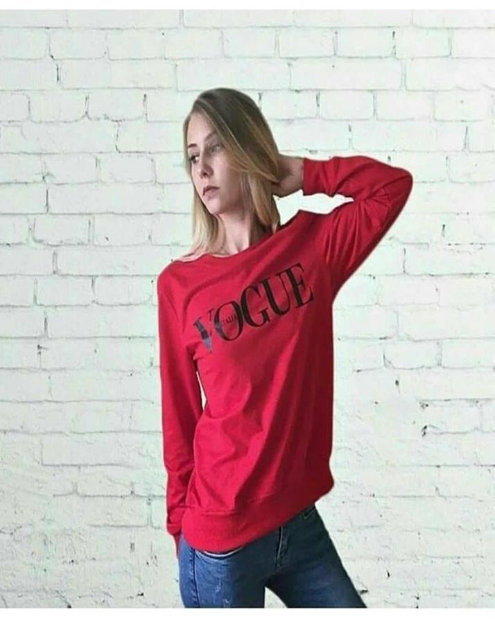 Red Vogue Printed T-Shirt For Her - Front View - AceCart