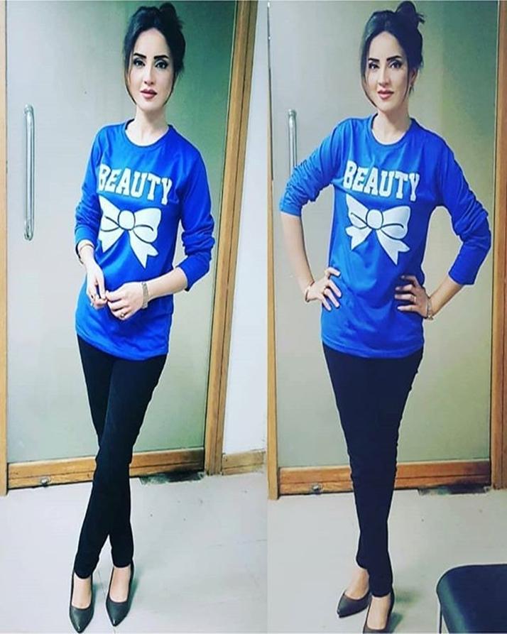 Blue Beauty Printed T-Shirt For Women - Front View - AceCart