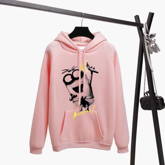 Printed Stylish Hoodie Kangaroo Pocket Drawstring Hooded Warm Pullover Sweatshirts Top Export Quality - AceCart Warm Hooded Sweatshirt in Pink