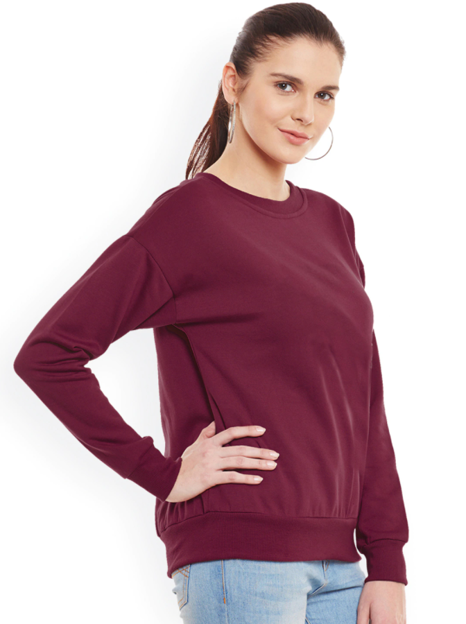 Ace Plain Basic Sweatshirt Best Fabric Maroon For Womens