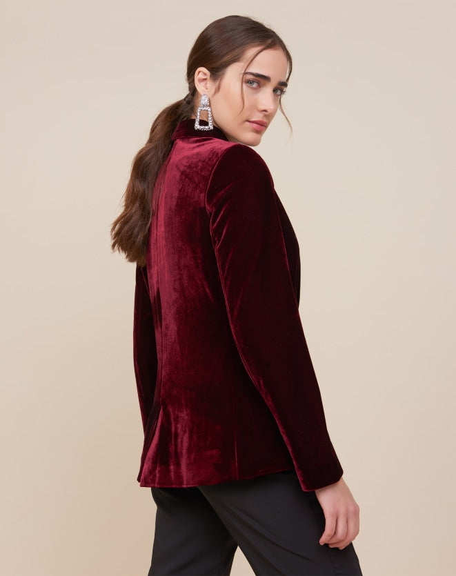 Regular Basic Blazer Valvet By Ace Maroon