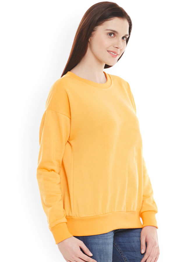 Ace Plain Basic Sweatshirt Best Fabric Yellow For Womens