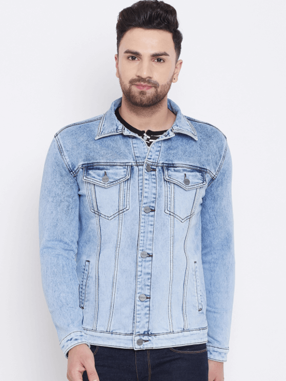 Mens Denim Jacket Light Blue - Right View - AceCart