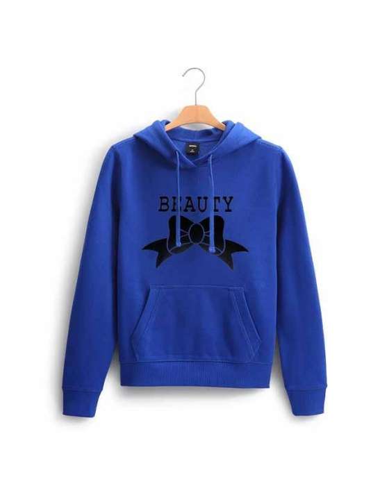 Blue Beauty Printed hooodie For Women - AceCart Warm Hooded Sweatshirt in Blue