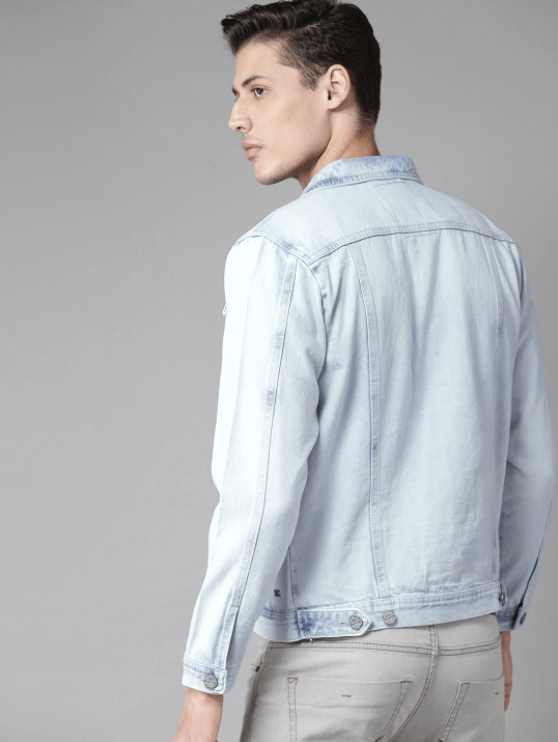 Mens Denim Jacket Light Blue - Back View - AceCart