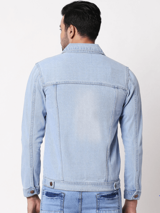 Mens Denim Jacket Light Blue - Back View - AceCart