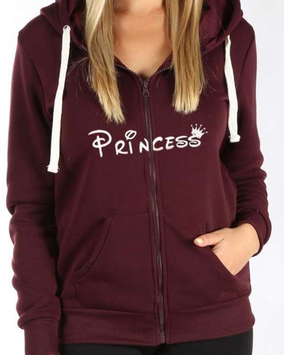 Pricess Zipper Hoodie For women - AceCart Warm Hooded Sweatshirt in Maroon