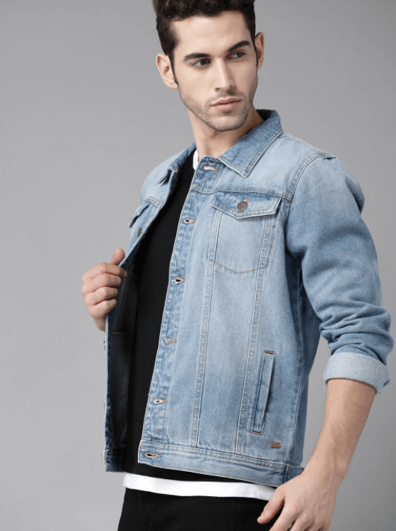 Mens Denim Jacket Light Blue - Left View - AceCart