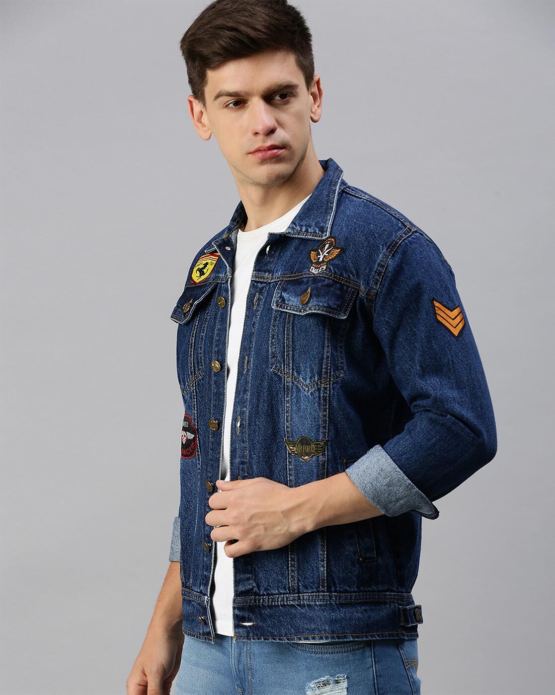 Men Denim Jacket Premium Quality With Badges