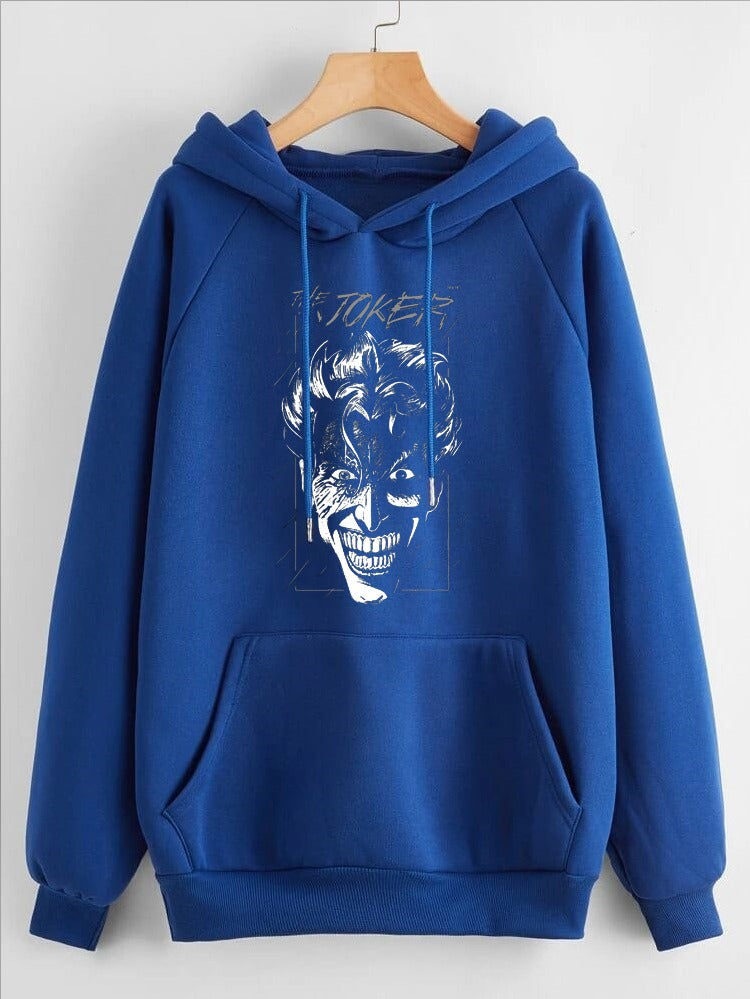 The Joker Printed Fleece Full Sleeves Pull Over Hoodie For Men