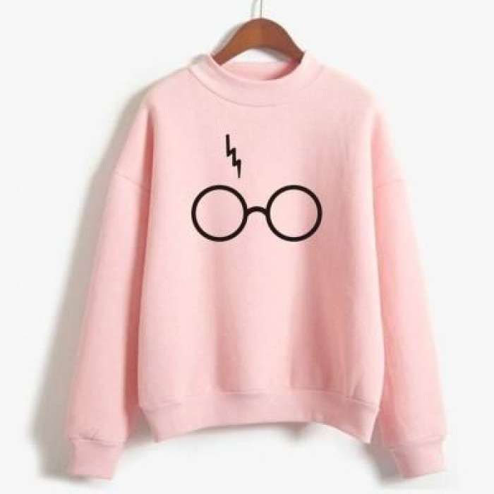 Harry Potter Printed Sweatshirt Baby Pink - AceCart Warm Hooded Sweatshirt in Pink