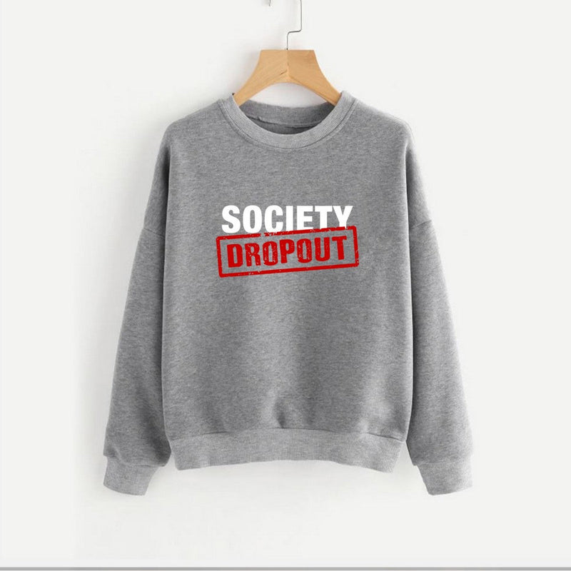 Society Dropout Fleece Full Sleeves Pull Over Sweatshirt For Women