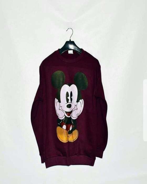 Maroon Mickey Mouse Sweat Shirt For Women - AceCart Warm Hooded Sweatshirt in Maroon