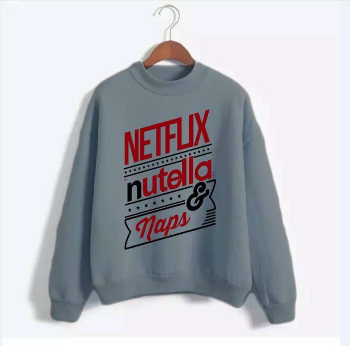 Printed NUTEL AND NAPS sweatshirt for womens - AceCart Warm Hooded Sweatshirt in Grey