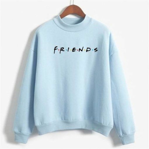 Sky Blue Friends Fleece Full Sleeves Pull Over Sweatshirt For Women