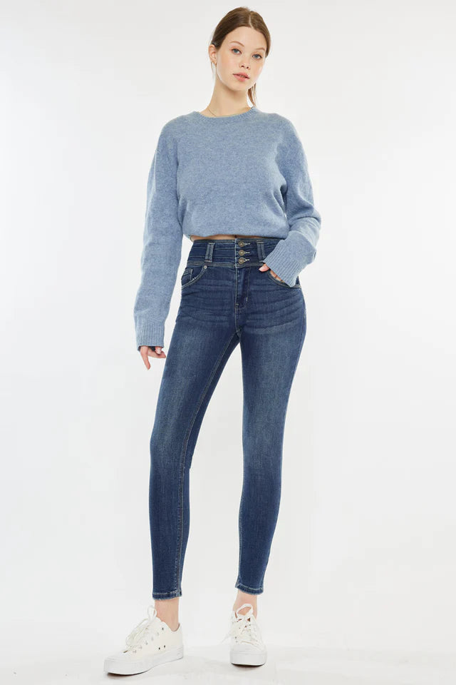 Alexandria High Rise Super Skinny Dark Blue Jeans