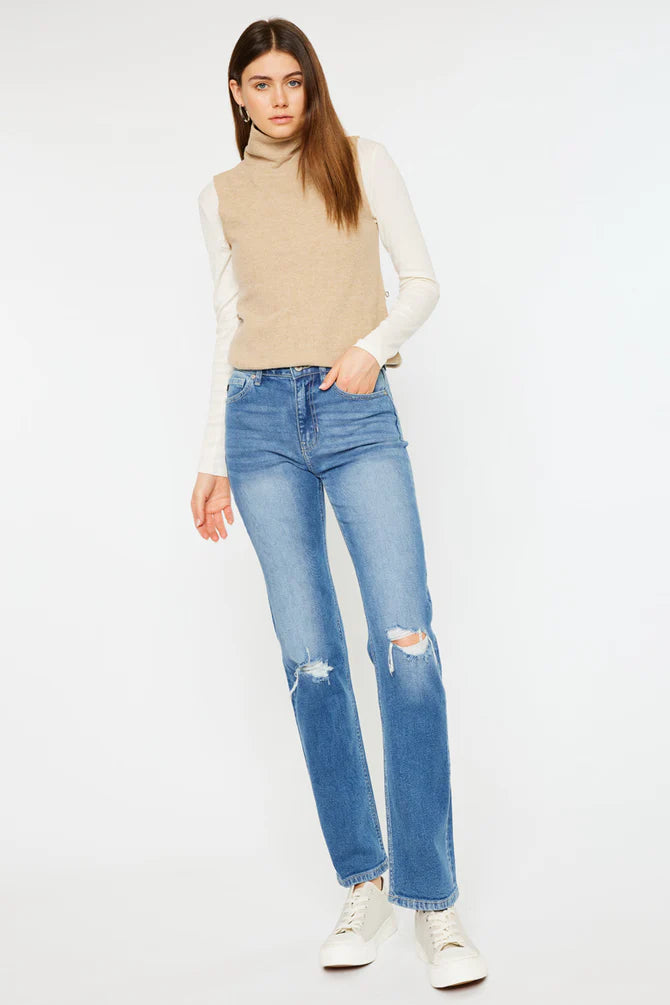 Sultana High Rise Slim Straight Leg Jeans