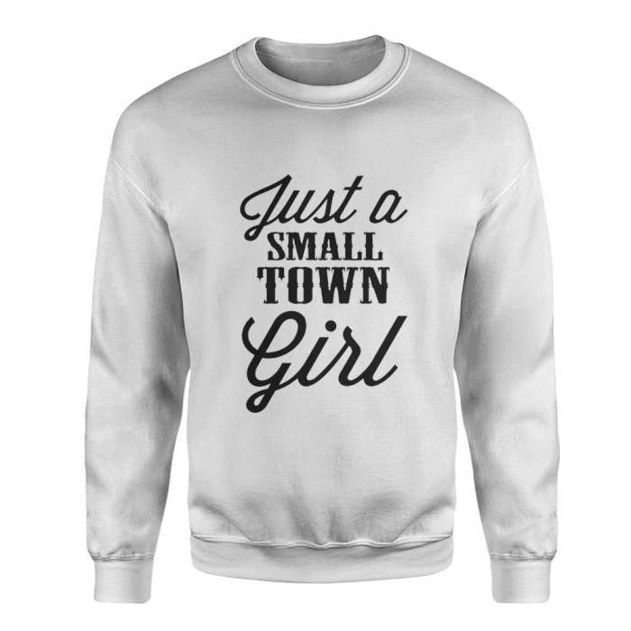 Sweatshirt Just A Small Town - AceCart Warm Hooded Sweatshirt in White