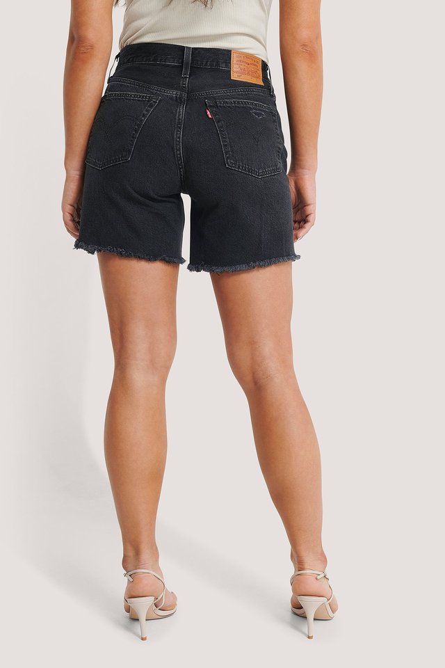 501 Mid Thigh Short Black For Womens  - Left Side View - AceCart