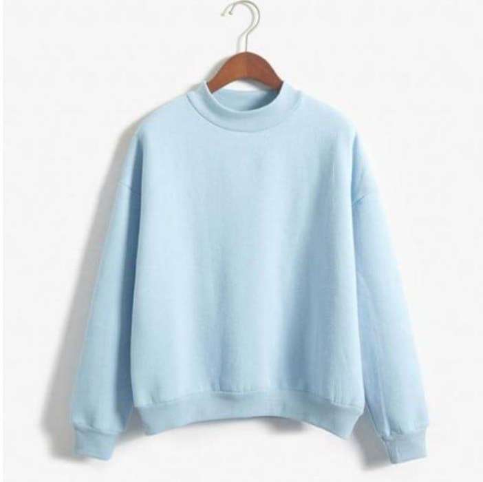 sky blue plain sweatshirt for women - AceCart Warm Hooded Sweatshirt in Blue