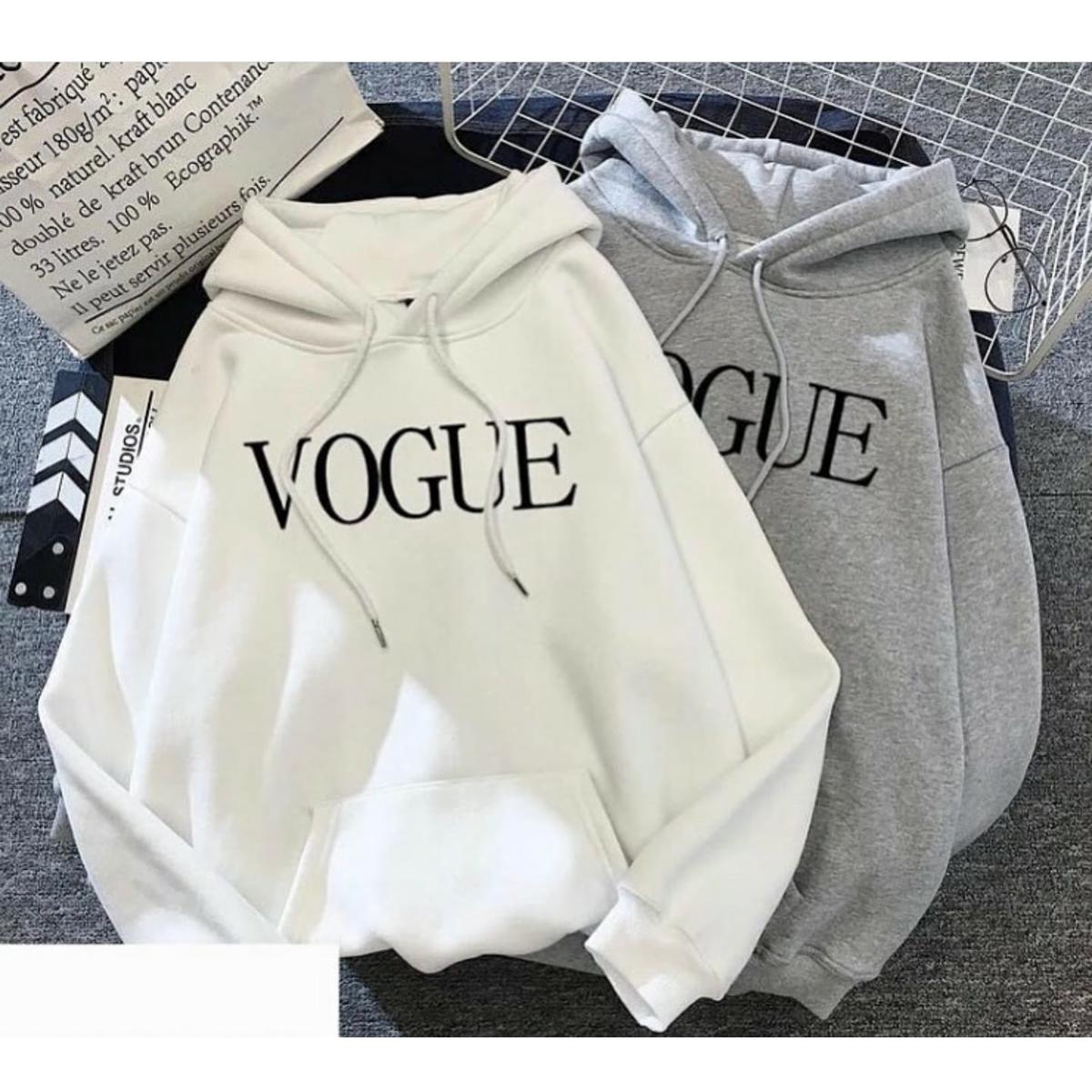 Vogue Printed Fleece Full Sleeves Pull Over Hoodie For Women