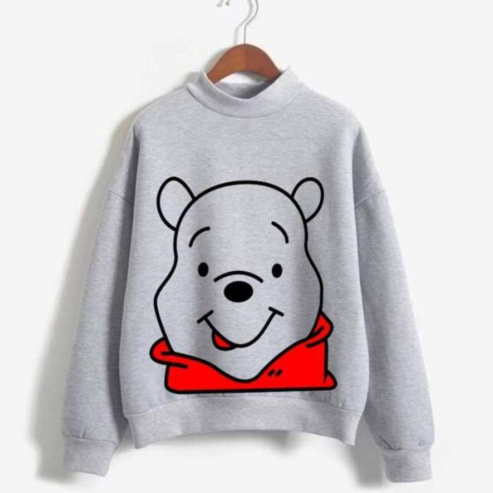 Pooh For Women Sweatshirt - AceCart Warm Hooded Sweatshirt in Grey