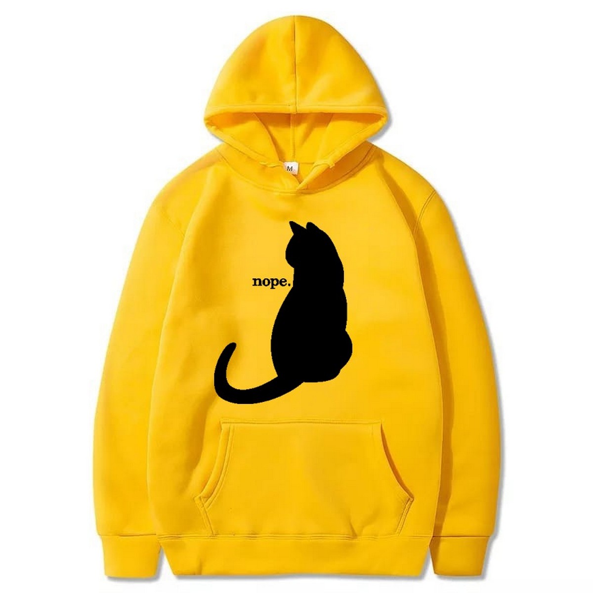 Nope Cat Printed Fleece Full Sleeves Pull Over Hoodie For Women