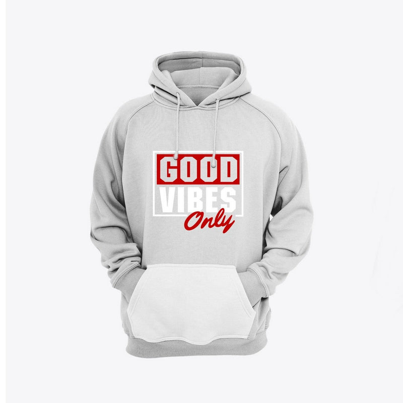 Good Vibes Printed Fleece Full Sleeves Pull Over Hoodie