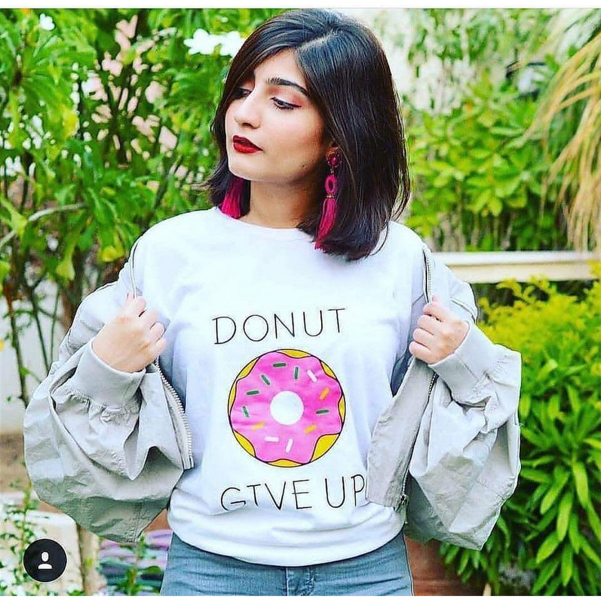 White Donut Fleece Full Sleeves Pull Over Sweatshirt For Women