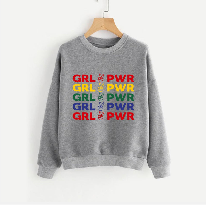 Girl Power Printed Fleece Full Sleeves Pull Over Sweatshirt For Women