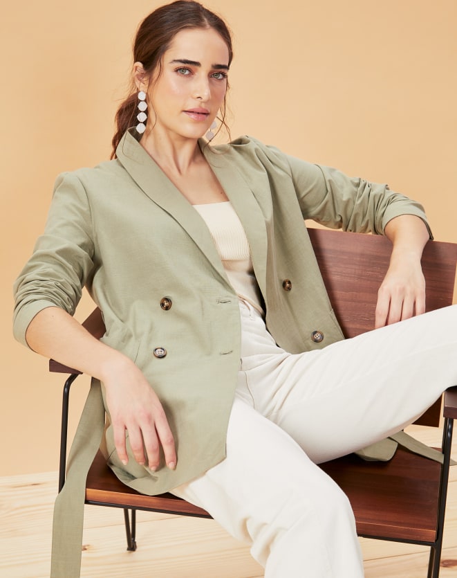 Regular Basic Blazer By Ace Light Green