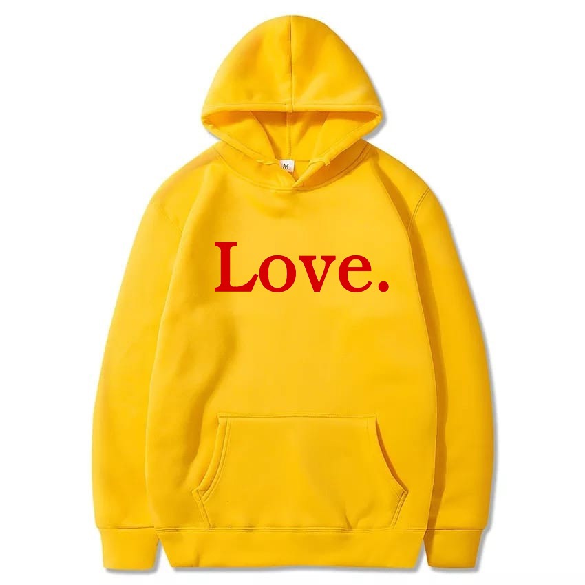 Love Printed Fleece Full Sleeves Pull Over Hoodie For Women