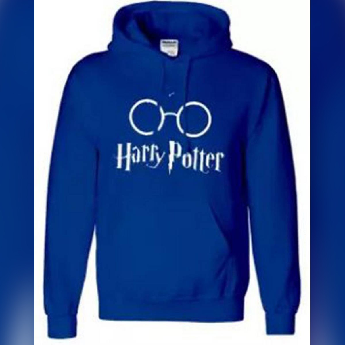 Royal Blue Cotton Printed Harry Potter Hoodie For Men