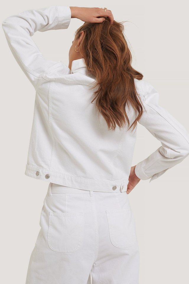 Women White Solid Jacket  - Front View - Available in Sizes XL