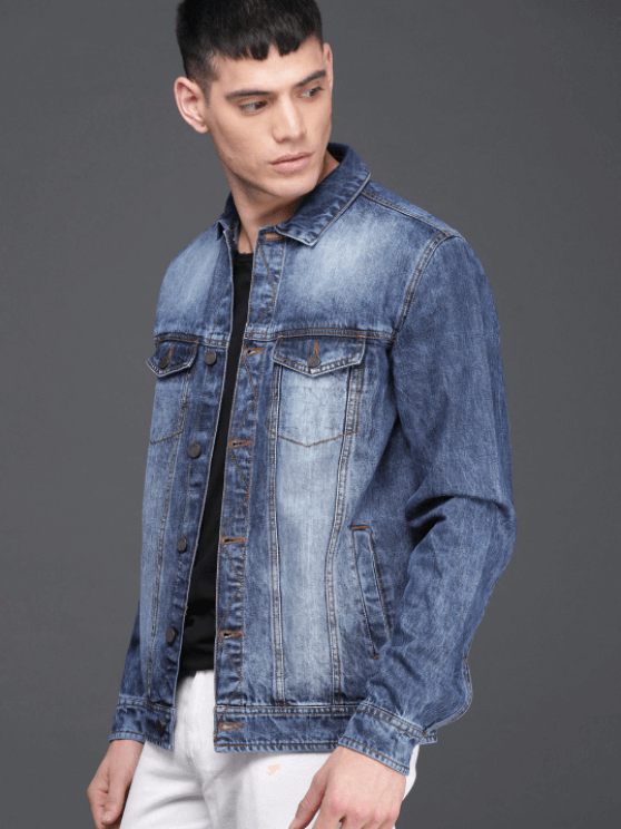 Mens Denim Jacket Black - Left View - AceCart