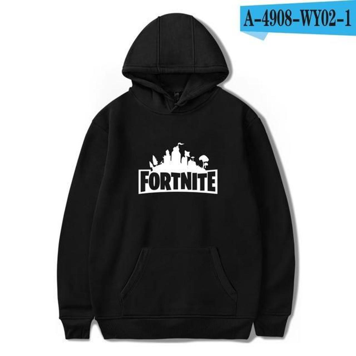 Black Fortnite Fleece Full Sleeves Pull Over Hoodie For Women