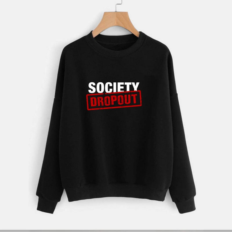 Society Dropout Fleece Full Sleeves Pull Over Sweatshirt For Women