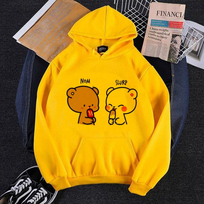 Cute Cartooon Fleece Full Sleeves Pull Over Hoodie For Women