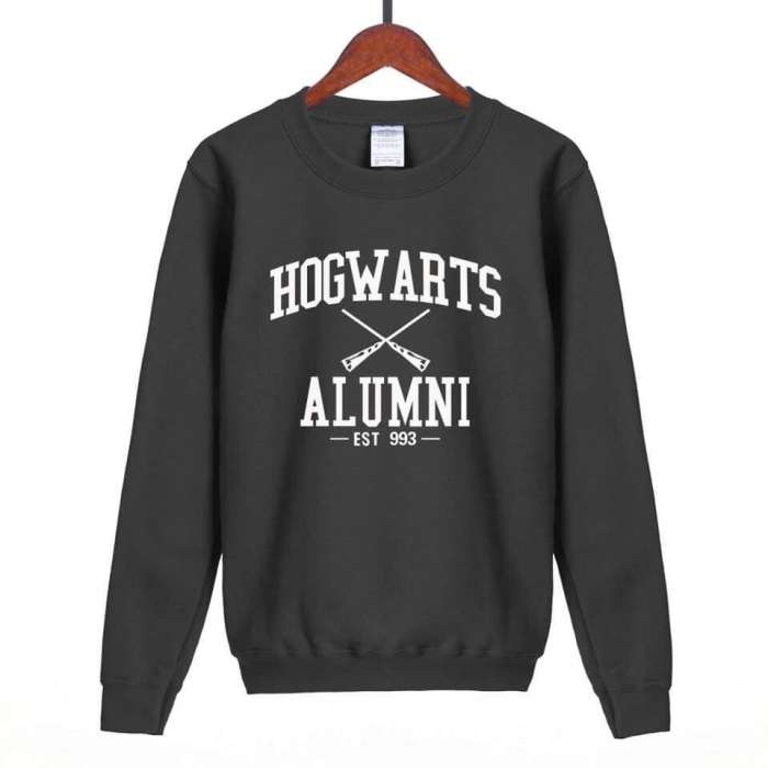 Hogwarts Stylish Black Printed Sweatshirt For Women - AceCart Warm Hooded Sweatshirt in Black