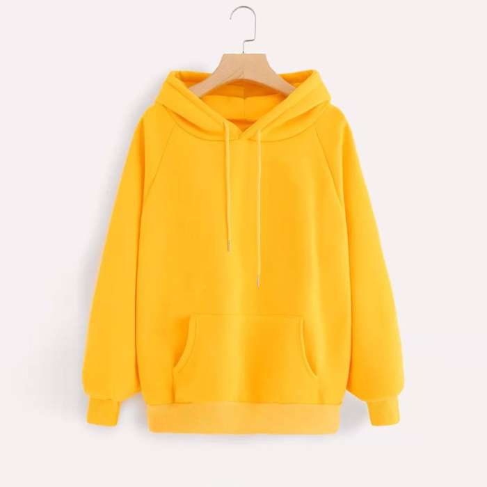 yellow Hoodie For Women - AceCart Warm Hooded Sweatshirt in Yellow