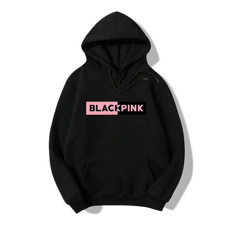 Blackpink Printed Fleece Full Sleeves Pull Over Hoodie For Women