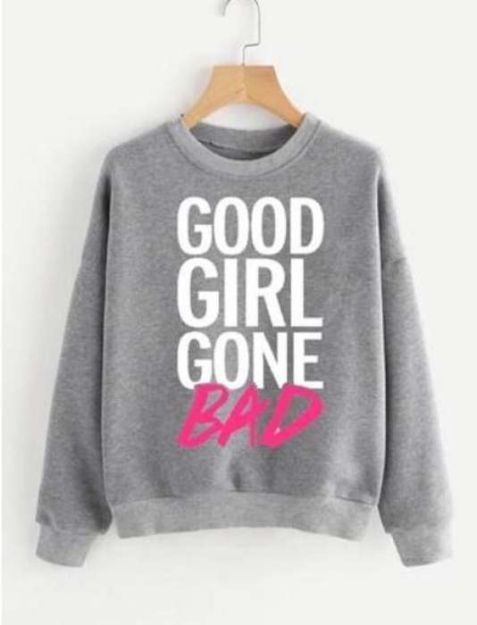 Good Gone Bad Printed Sweatshirt Grey - AceCart Warm Hooded Sweatshirt in Grey