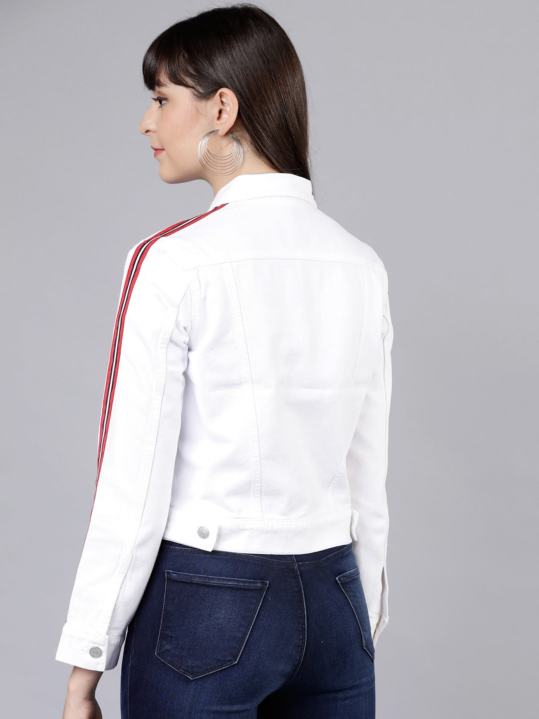 Women White Jacket  - Front View - Available in Sizes L