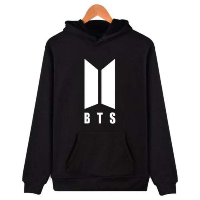 Fleece Cotton BTS Hoodie For Women Black 299 - AceCart Warm Hooded Sweatshirt in Black