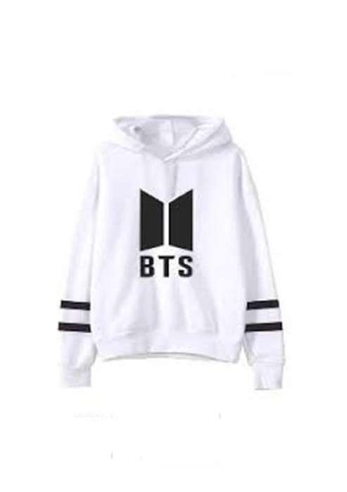 Fleece Cotton BTS Hoodie For Women 895 - AceCart Warm Hooded Sweatshirt in White