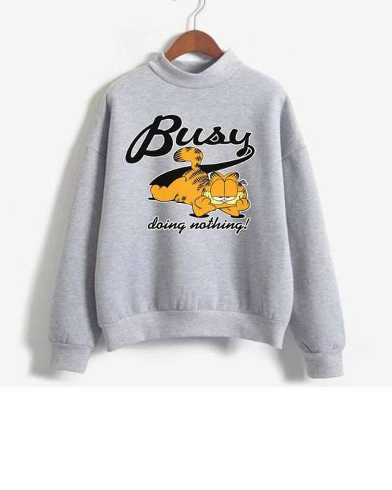 GREY BUSY DOING NOTHING SWEATSHIRT FOR womens - AceCart Warm Hooded Sweatshirt in Grey